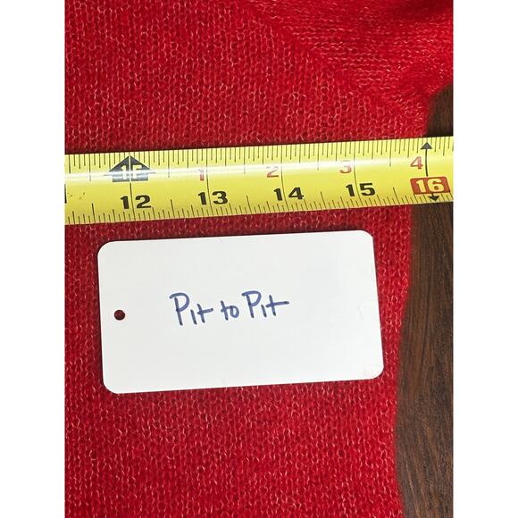 DÔEN Red Puff Sleeve Anisa Alpaca Wool Cardigan Size XS - Picture 8 of 9